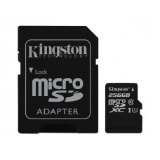 KINGSTON 256GB microSDXC Class 10 UHS-I 45MB/s Read Card + SD Adapter